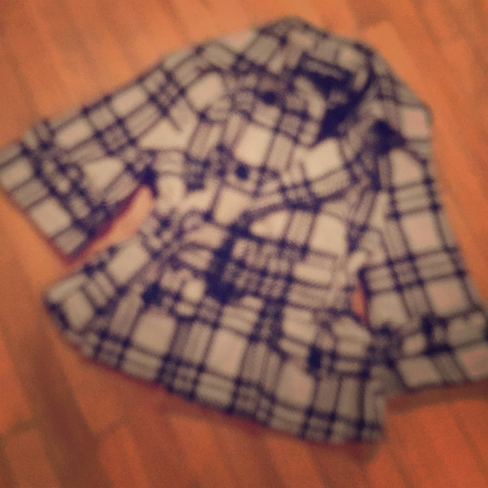 Joujou Black/winter white wool plaid jacket